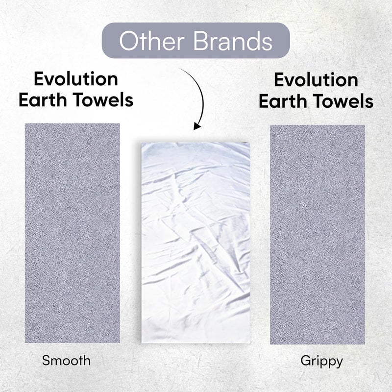 Evolution Earth Yoga Mat Towel - Double Sided Microfiber Yoga Towel - Sweat Absorbent Non Slip Hot Yoga Towel - Lightweight, Quick Drying Pilates and Bikram Sweat Towel - 73''L x 26''W, Fog Gray - Image 5